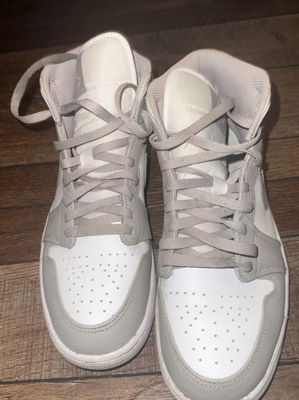 Jordan Air Jordan 1 Mid White and Light Grey Sneakers